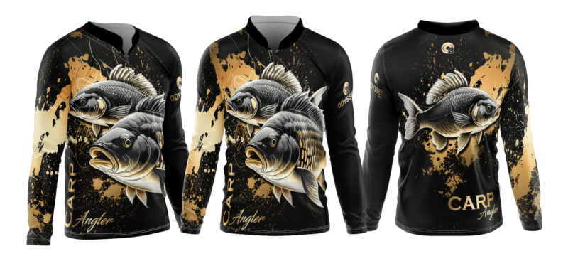 gold black fishing shirt