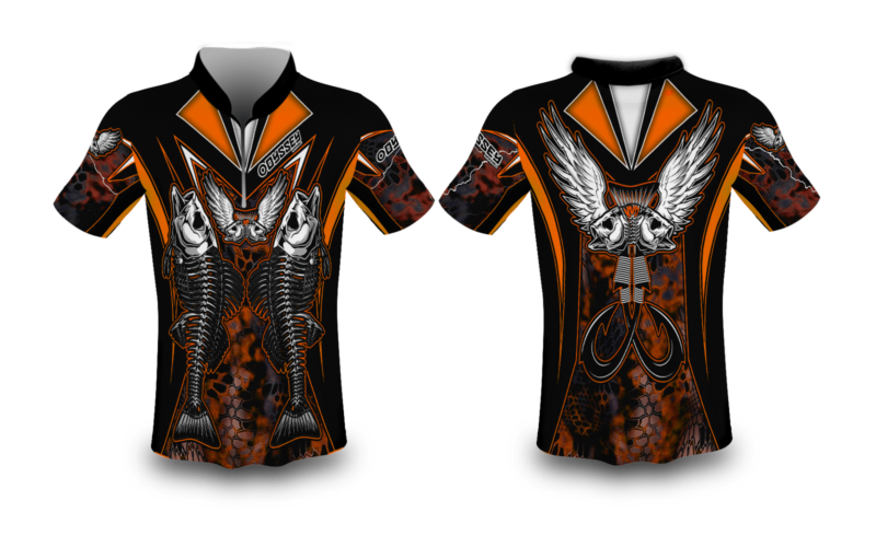 design 33 orange fishing shirt