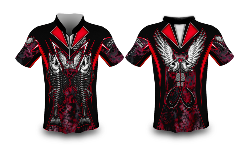 design 33 red fishing shirt