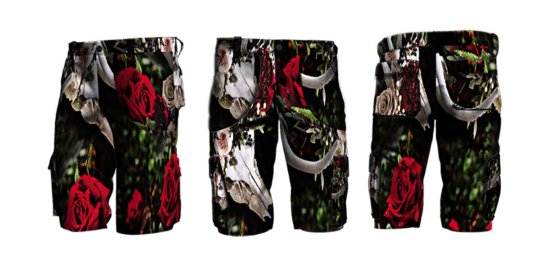 Hunting/Cargo Shorts - Floral Skull - D#1