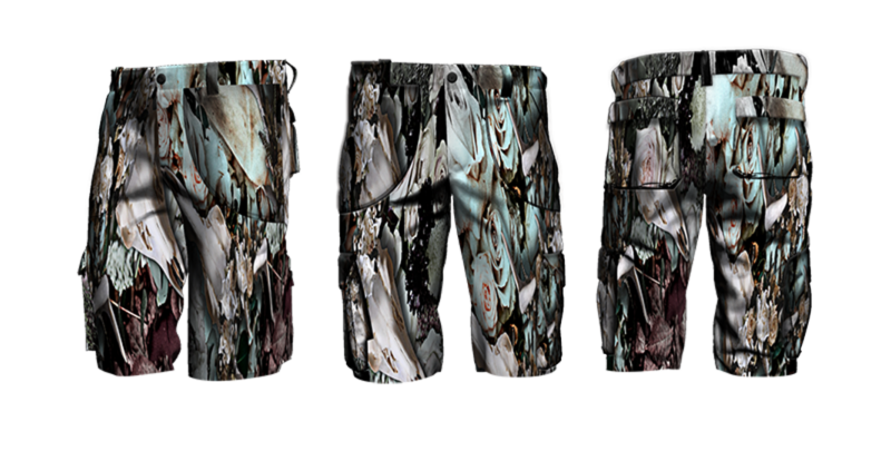 Hunting/Cargo Shorts - Floral Skull - D#2