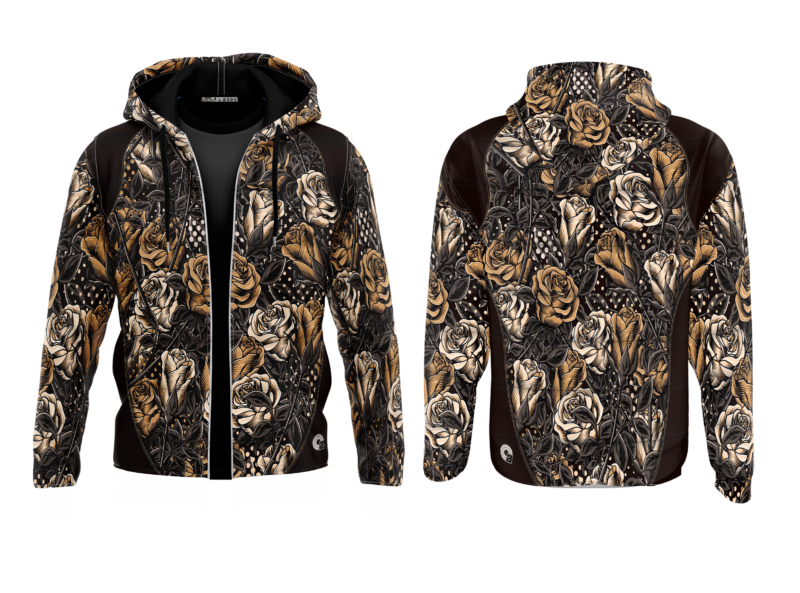 Ladies Camo Jacket/Hoodie - Floral Sculls - D#4